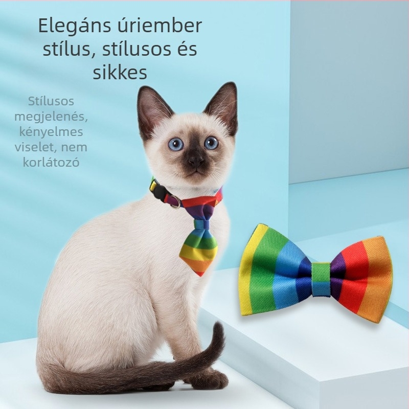 Rajzfilm mintás nyakörv csokornyakkendővel, kutyáknak és macskáknak
