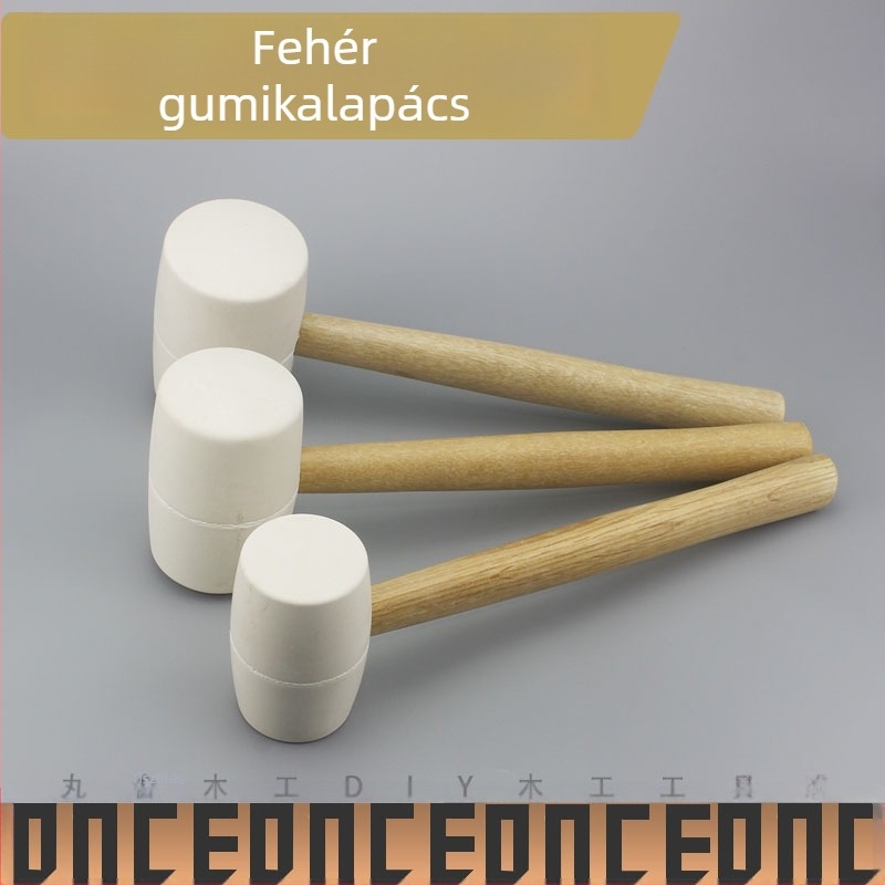 Fehér gumis kalapács fa nyéllel kerámia- és padlóburkolathoz – nyom nélkül