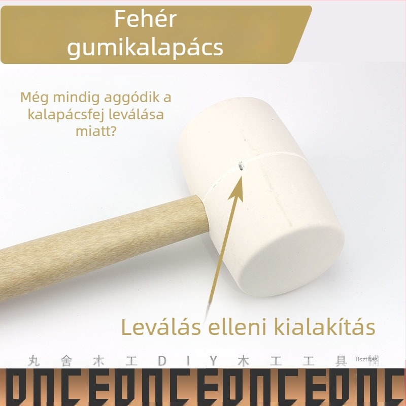 Fehér gumis kalapács fa nyéllel kerámia- és padlóburkolathoz – nyom nélkül