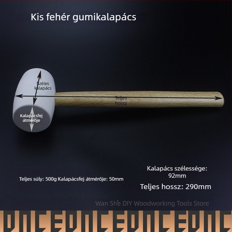 Fehér gumis kalapács fa nyéllel kerámia- és padlóburkolathoz – nyom nélkül