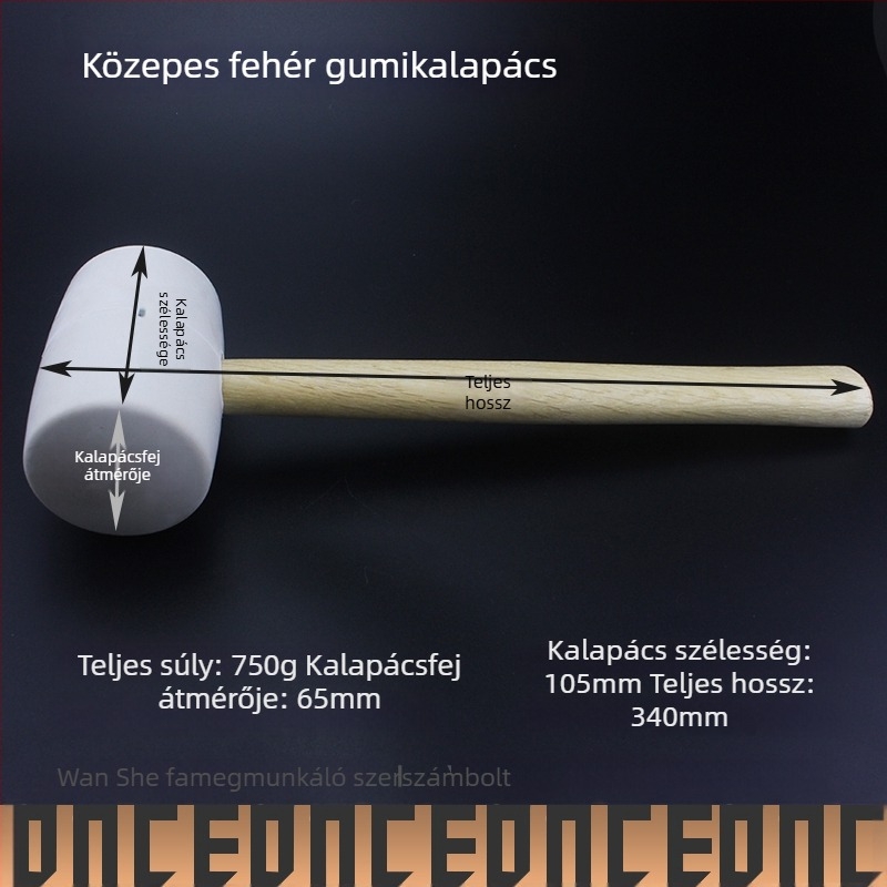 Fehér gumis kalapács fa nyéllel kerámia- és padlóburkolathoz – nyom nélkül
