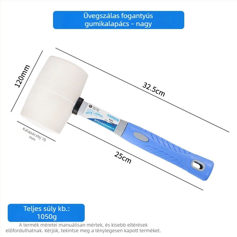 Fehér gumis kalapács fa nyéllel kerámia- és padlóburkolathoz – nyom nélkül