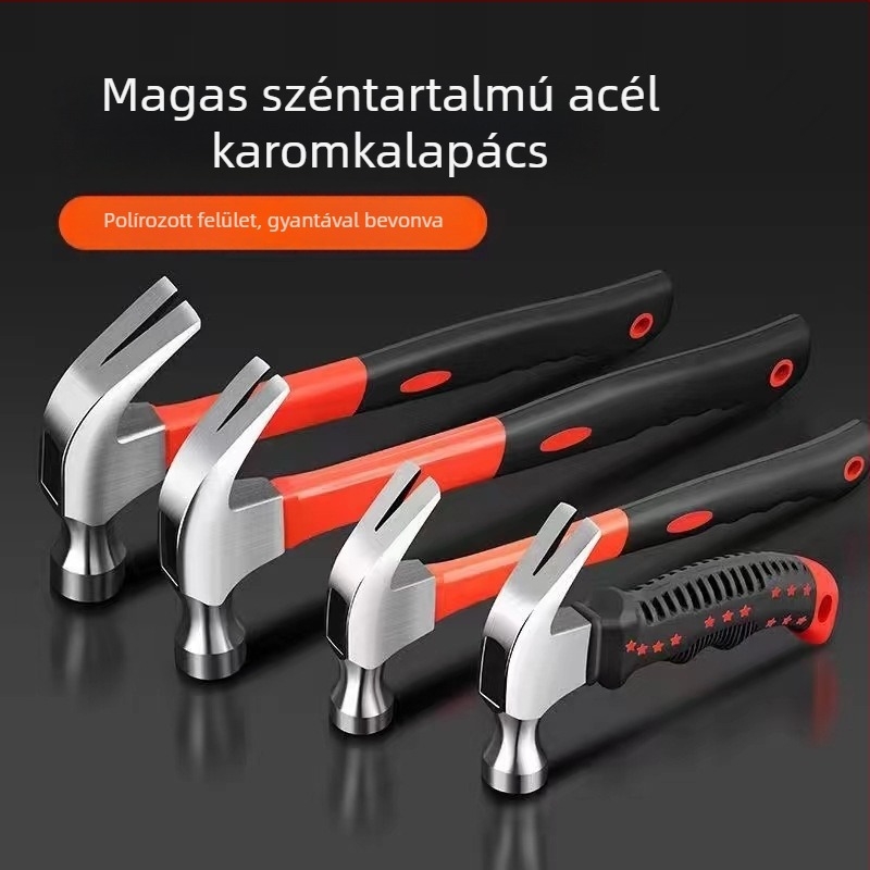 Szálas markolatú kalapács műanyag bevonattal, fej karbonacélból, szakmai és otthoni használatra