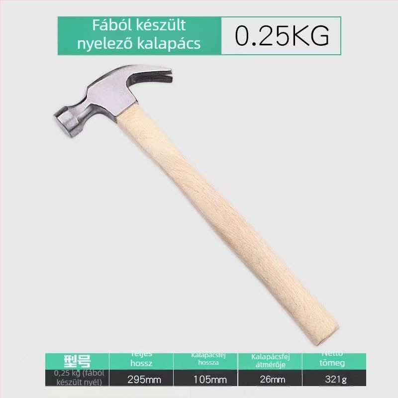 Szálas markolatú kalapács műanyag bevonattal, fej karbonacélból, szakmai és otthoni használatra