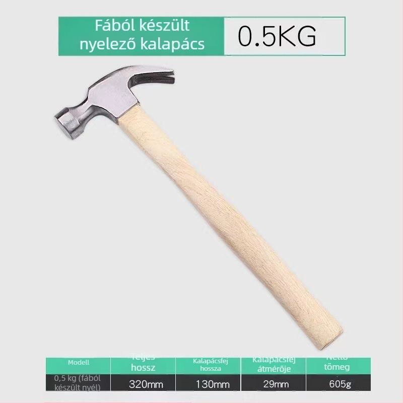Szálas markolatú kalapács műanyag bevonattal, fej karbonacélból, szakmai és otthoni használatra