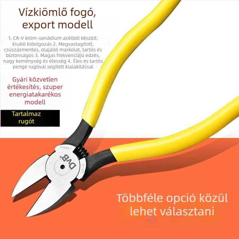 Japán stílusú ipari offset fogó, króm-vanádium acélból, elektromos és elektronikai fogó, huzalvágó, kis méret