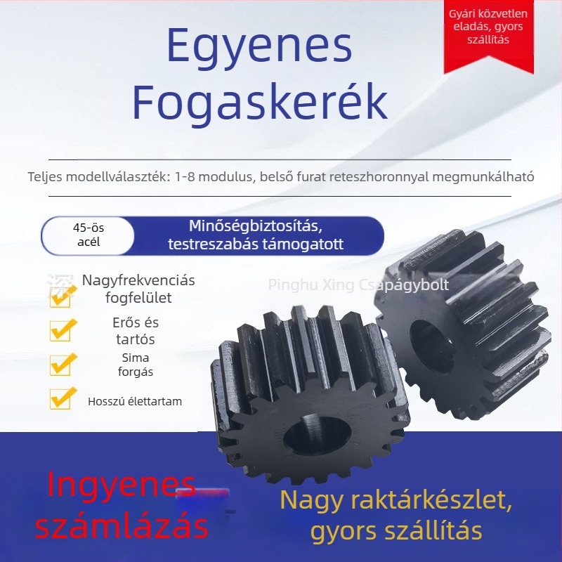 Kézzel megmunkált egyenes fogú fogaskerék, kerékkel együtt, modulok 1, 1,5, 2, 2,5, 3, 4, 5, hengertengely