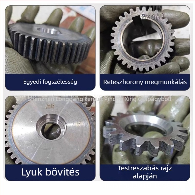 Kézzel megmunkált egyenes fogú fogaskerék, kerékkel együtt, modulok 1, 1,5, 2, 2,5, 3, 4, 5, hengertengely