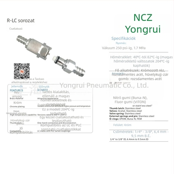 NCZ RS-LC sorozat rozsdamentes acél pneumatikus gyorscsatlakozó, női csatlakozó, modell 130041300513006