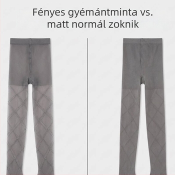 Szürke gyémántmintás ezüst jacquard harisnya, fényes és vékony nyárra, nem gabalyodó
