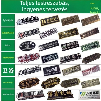 Csiszolt alumíniumötvözetből készült fémfelirat gépekhez, boros címkékhez és általános jelzőtáblákhoz