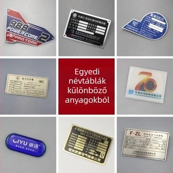 Csiszolt alumíniumötvözetből készült fémfelirat gépekhez, boros címkékhez és általános jelzőtáblákhoz