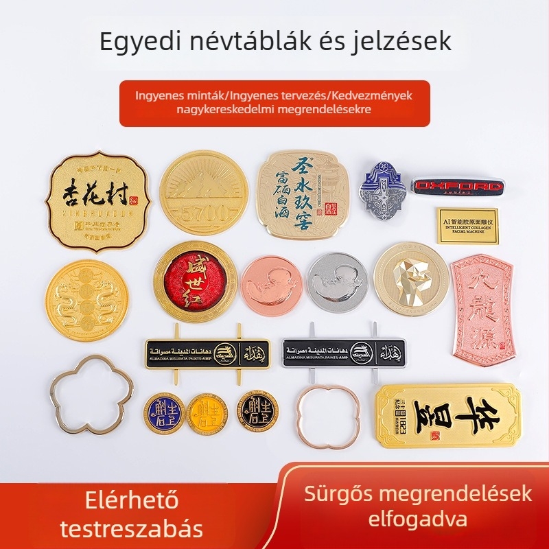 Személyre szabott fém táblák cinkötvözet galvanizálással: logók, borcímkék, poggyász címkék és berendezés névtáblák