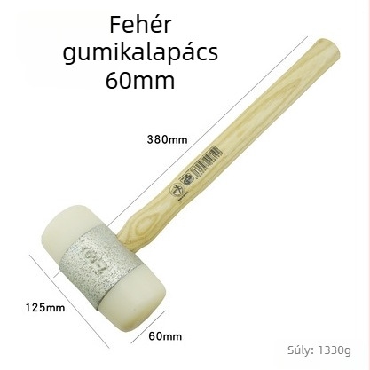 Nylon fejű kőműves kalapács, fa nyéllel, 22-60 mm, autó belső rész javításához és szereléséhez