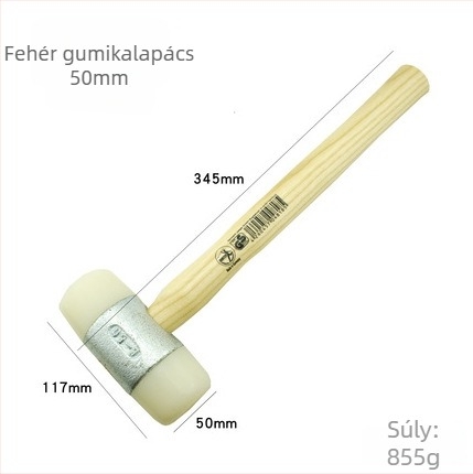 Nylon fejű kőműves kalapács, fa nyéllel, 22-60 mm, autó belső rész javításához és szereléséhez