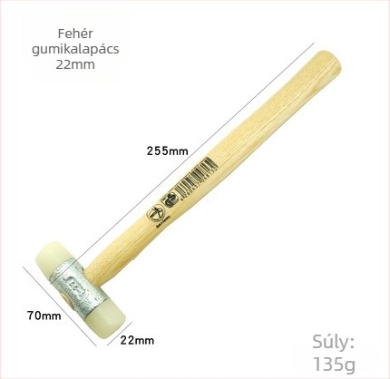 Nylon fejű kőműves kalapács, fa nyéllel, 22-60 mm, autó belső rész javításához és szereléséhez