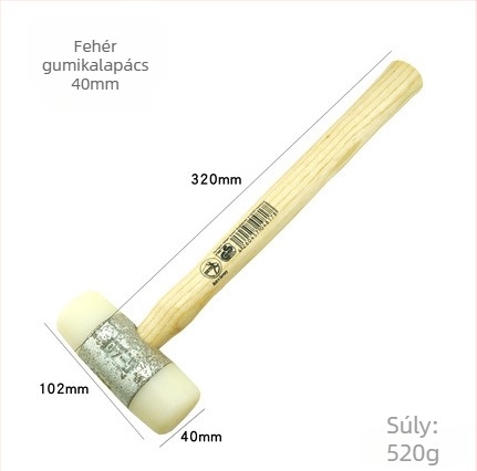 Nylon fejű kőműves kalapács, fa nyéllel, 22-60 mm, autó belső rész javításához és szereléséhez