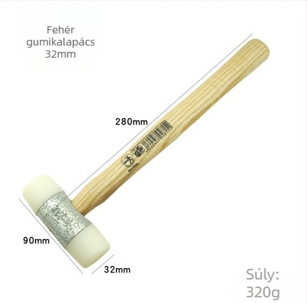 Nylon fejű kőműves kalapács, fa nyéllel, 22-60 mm, autó belső rész javításához és szereléséhez