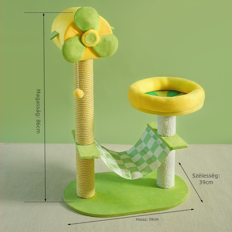 Kreatív DIY macskafa kapaszkodóval és ventilátorral, kopásálló, kis helyet foglaló, kis méretű, nem tömörfa, alkalmas nagy- és kiscicáknak