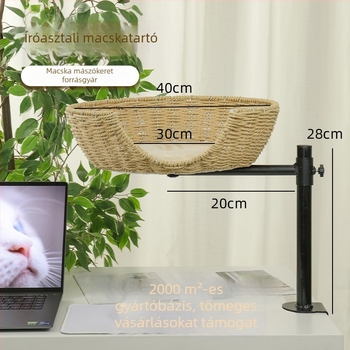 Íróasztali macskafekhely hammockkal, 360° forgás, állítható magasságú, függő tartóval