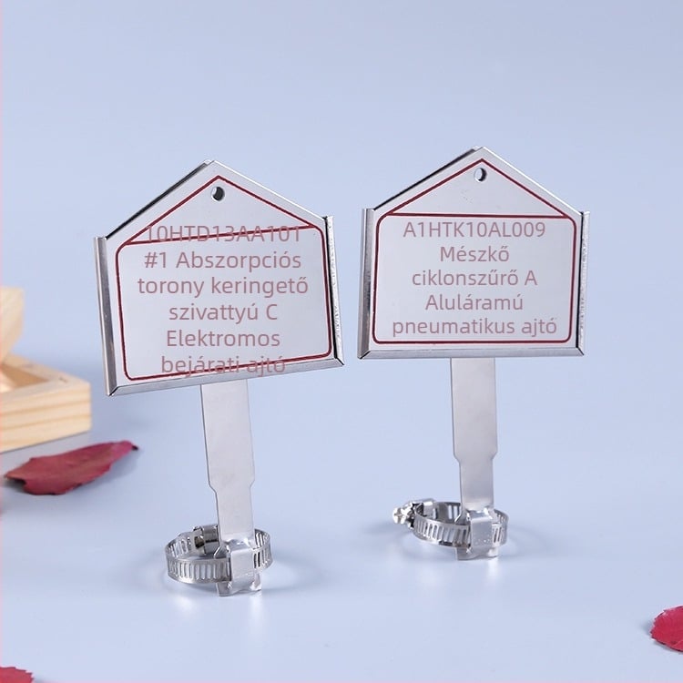 Rozsdamentes acél korrózióálló névtábla gépekhez és szelepekhez