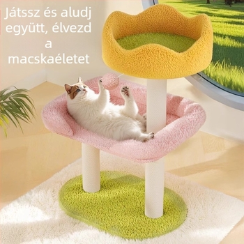Yzyp Macskafa beépített macskafészekkel — kompakt macskatree kis lakásokhoz, ugróplatform