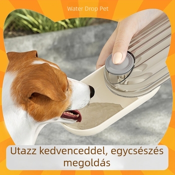 Hordozható utazó víz- és etető pohár kisállatok számára, kutyák és macskák részére, 280 ml víz / 120 ml étel