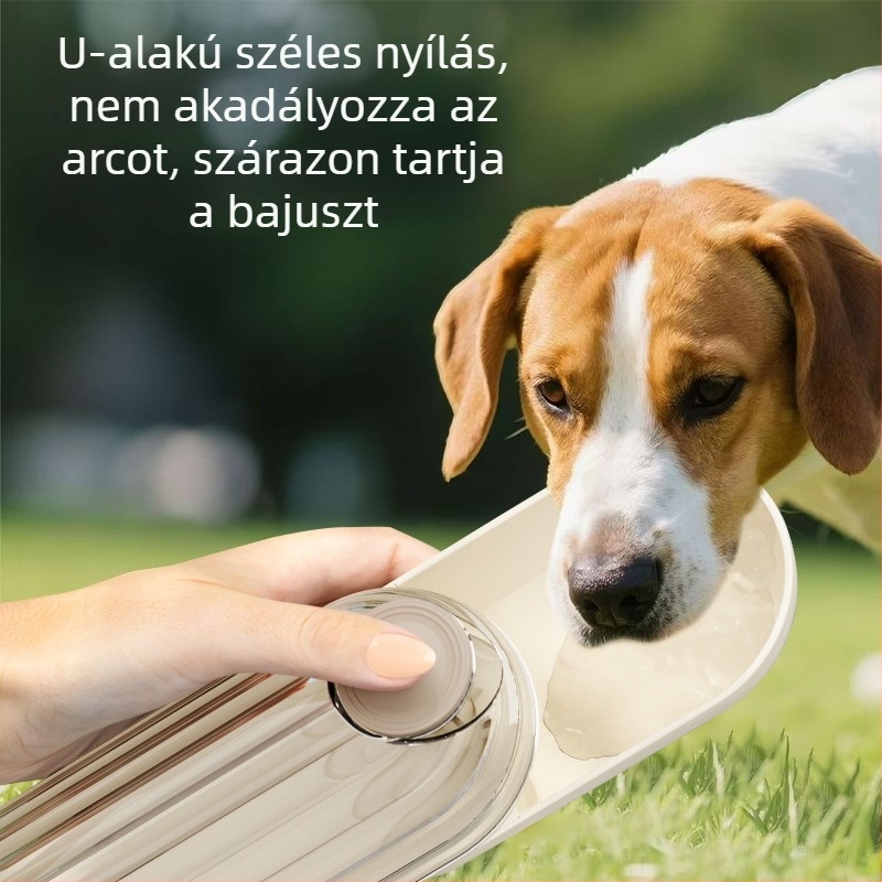 Hordozható utazó víz- és etető pohár kisállatok számára, kutyák és macskák részére, 280 ml víz / 120 ml étel