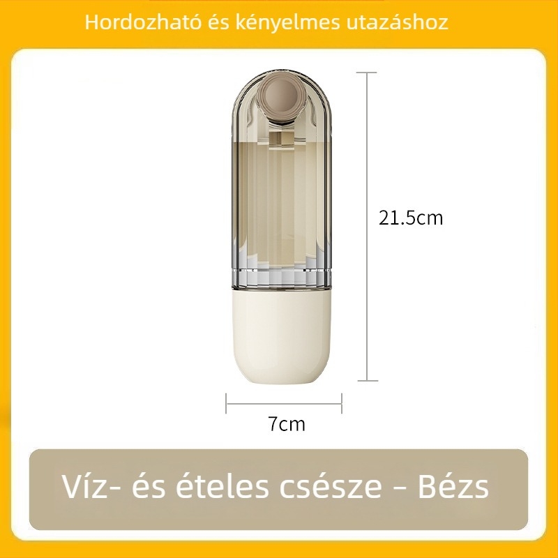 Hordozható utazó víz- és etető pohár kisállatok számára, kutyák és macskák részére, 280 ml víz / 120 ml étel