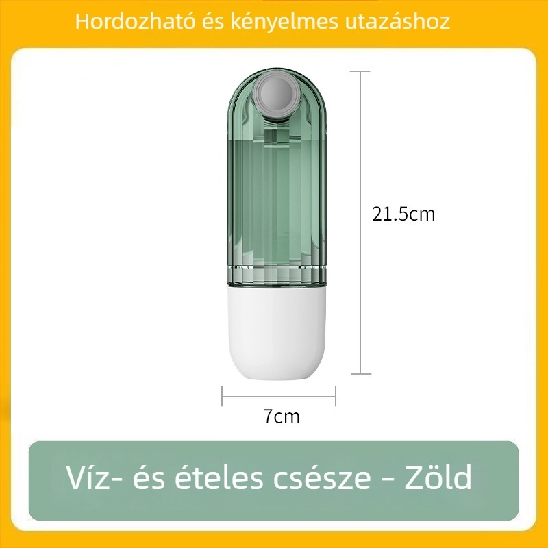 Hordozható utazó víz- és etető pohár kisállatok számára, kutyák és macskák részére, 280 ml víz / 120 ml étel