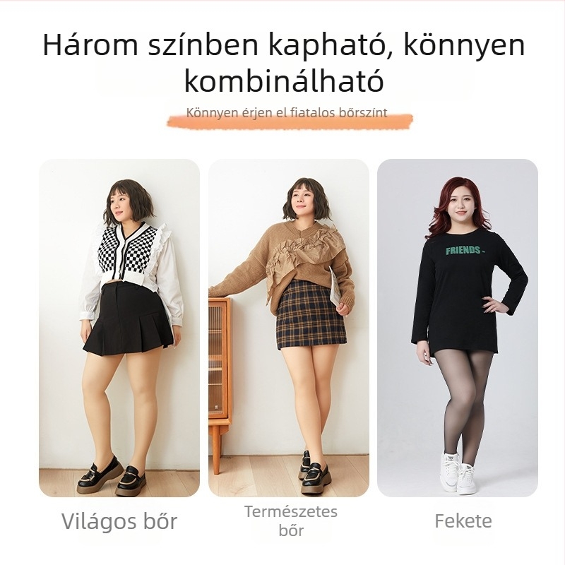 Kétrétegű fleece-bélelt harisnya őszi-téli szezonra, testszín, plusz méret