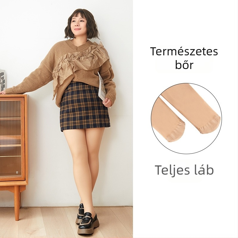 Kétrétegű fleece-bélelt harisnya őszi-téli szezonra, testszín, plusz méret