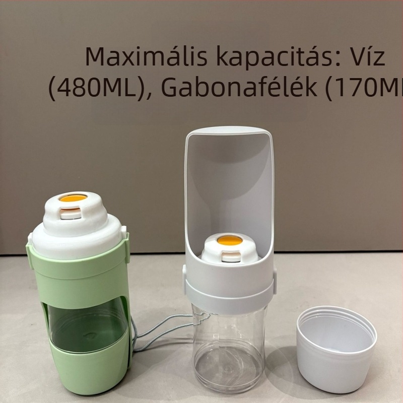 Hordozható kültéri összecsukható vízital kutyáknak és macskáknak, 2 az 1-ben víz adagoló és etetőtartály