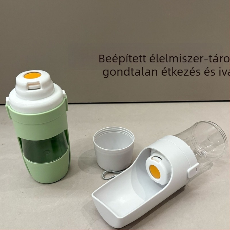 Hordozható kültéri összecsukható vízital kutyáknak és macskáknak, 2 az 1-ben víz adagoló és etetőtartály