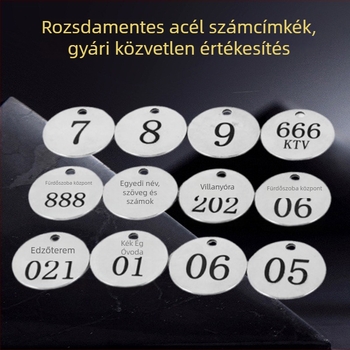 Rozsdamentes acél számplakett lézergravírozással