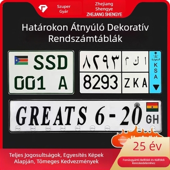 Dekoratív alumínium forgalmi rendszámtábla domborított logókkal és teljes színű nyomtatással