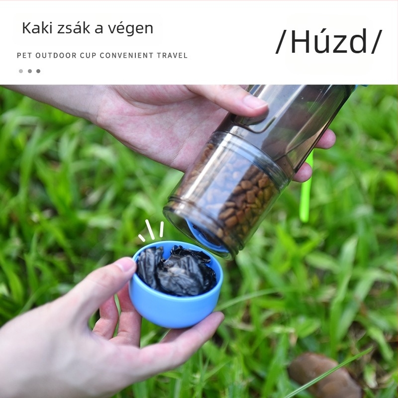 Állatbarát utazó pohár - hordozható kutya étel- és vízcsés pohár, kültéri etető- és itató adagoló