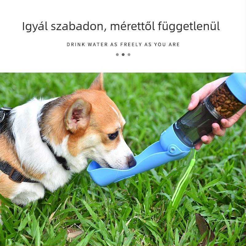 Állatbarát utazó pohár - hordozható kutya étel- és vízcsés pohár, kültéri etető- és itató adagoló