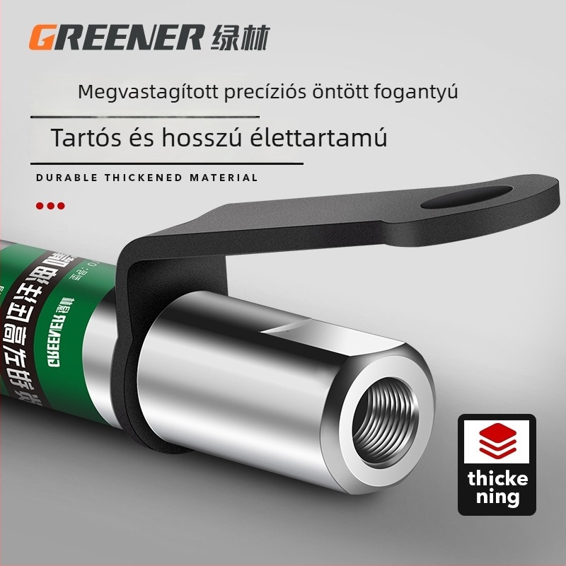 Green Forest magasnyomású zsírpisztoly fúvófej – kézi csipesz típus, önzáró pneumatikus fej, töltő- és kiegészítő készlet