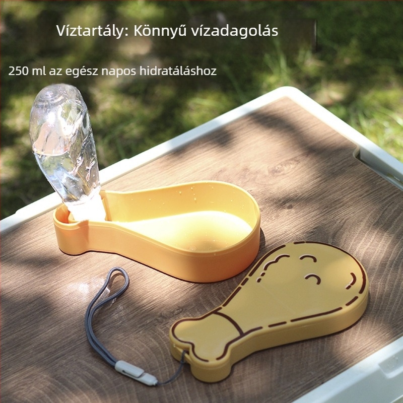 Hordozható kutya ivóvíz pohár kültéri használatra, csirke láb alakú dizájnnal