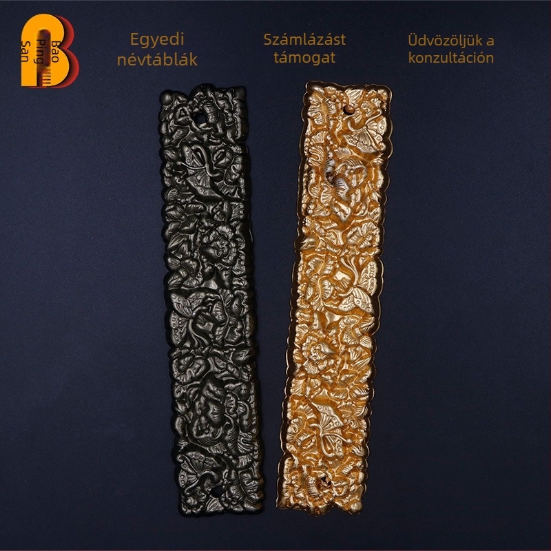 Fém névtáblák, rézlemezek vállalati logókhoz, UV‑gravírozott korrózióálló alumínium és rozsdamentes acél feliratok, üreges kivágású alumínium egyedi gyártás