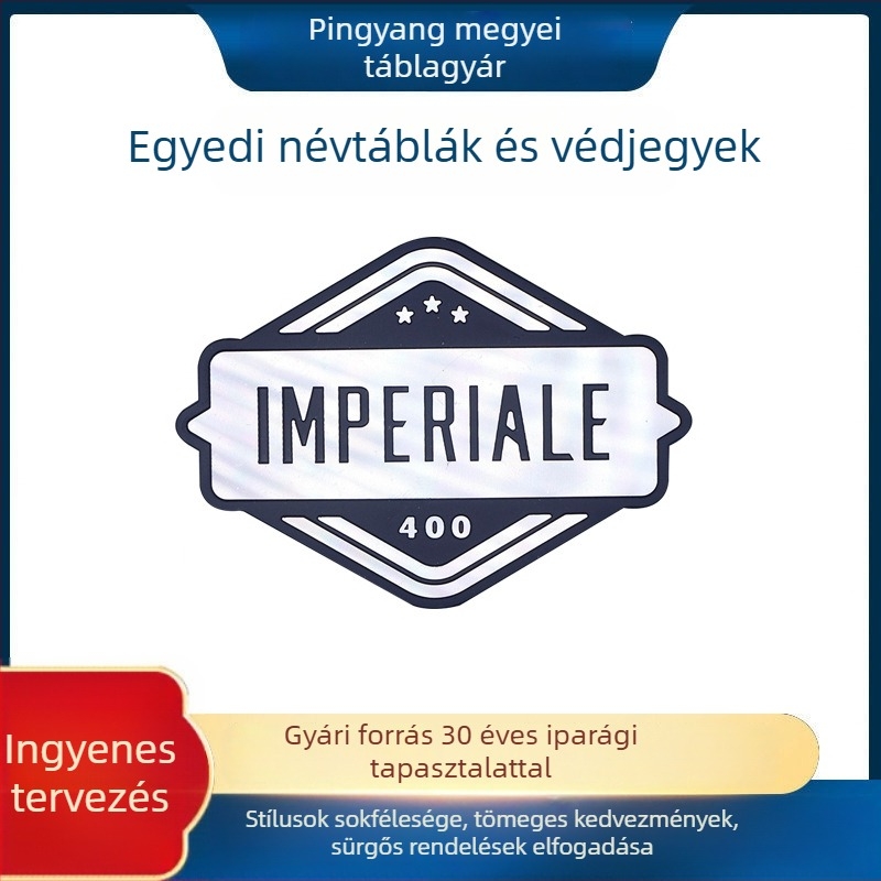Fém névtáblák, rézlemezek vállalati logókhoz, UV‑gravírozott korrózióálló alumínium és rozsdamentes acél feliratok, üreges kivágású alumínium egyedi gyártás