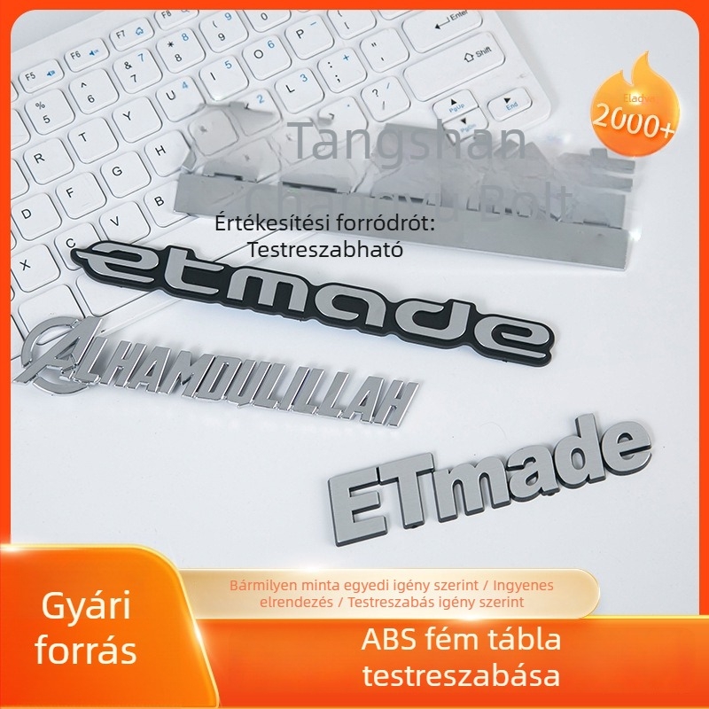 ABS műanyag autójelvény háromdimenziós számokkal, elektroplatinált logó, hátsó jel, két részes fémdísz, a rajz szerint testre szabva