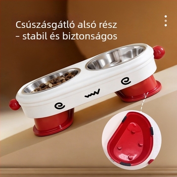 Emelt kutyatál etetésre és ivásra, anti-tip kialakítás, nyaki védelem, kettős tál egyben, egyedi csomagolás