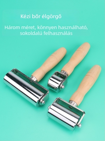 Fa fogantyúval rendelkező bőrgörgő prés a bőr simítására és ragasztására