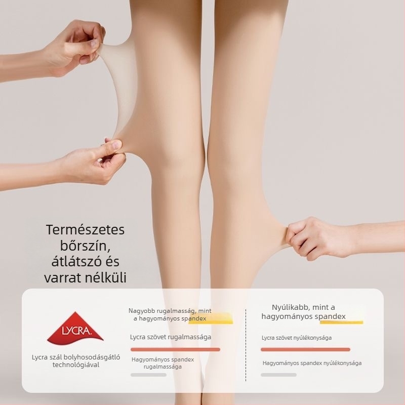Xiaoyahezi 720-szálas gomb-stílusú női harisnyanadrág, fleece-béléssel, dupla rétegű, átlátszó ősz-téli