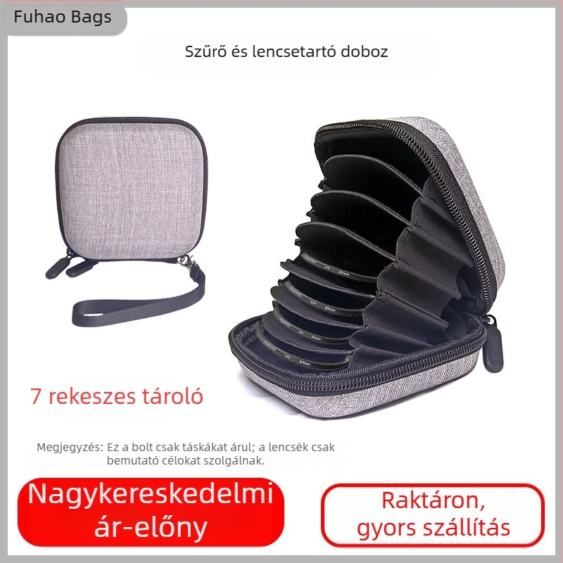 EVA kemény tok szűrők és lencsék számára, 7 rekeszes digitális eszköz tároló, testreszabható csomagolás 3C elektronikai termékekhez.