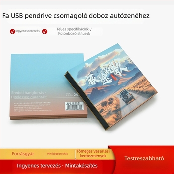 HD001 Autóba szánt USB-DJ csomagoló doboz – fa doboz csuklós fedéllel