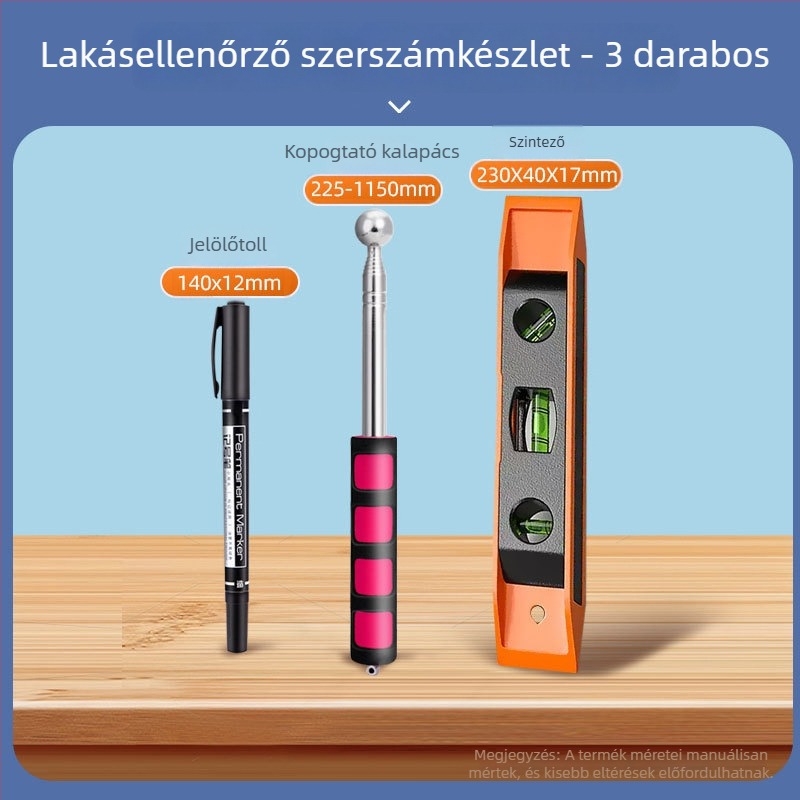 Otthon-ellenőrző szerszámkészlet elektromos szerelőkalapáccsal és szerszámos ládával, dekorációs átvételhez és átadáshoz kész vagy félkész ingatlanokhoz