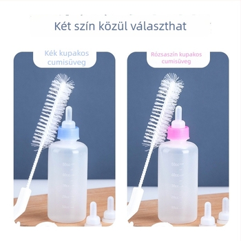 5 darabos cumisüveg készlet kis testű kutyáknak, 4 cumival és tisztító kiegészítőkkel